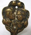 Antique Brass Old Dutch Couple Figurine Coat Hat H