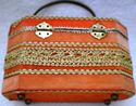 Vintage 1950s Womens Embellished Wood Box Purse wi