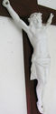 Large Antique Crucifix Wood Wall Vintage Bisque Po