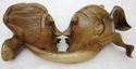 Gorgeous Wood Statue Kissing Loving Couple Hand Ca