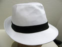 New Classic White Cotton Fedora Unisex  Men's Hat 