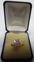 Fabulous Gold Engagement Ring w Glass Diamante Sto