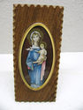 Vintage Religious Plaque Print  StandVirgin Madonn