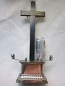 Antique Religious Crucifix Chrome On Stand Cross J