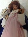 Old Antique Madonna Wax Angel w Child & Lace Figur