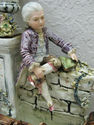 Lovely Antique Majolica Pottery Figural Statue Fig