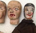 Rare Set 4 Antique Wooden Carved Hand Painted Pupp