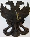 Vintage Wood Carved Relief 2 Headed Eagles Sculptu