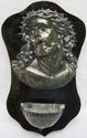 Antique VTG Holy Water Font w Old Metal Christ Por