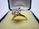 Fabulous Gold Engagement Ring w Glass Diamante Sto