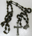 Antique Rosary w Holy Relic Old Brown Glass Beats 