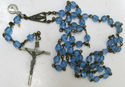 Antique Rosary w Holy Relic Old Blue Glass Beats P