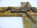 Gorgeous Antique Marble Art Crucifix Cross w Bronz