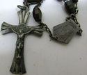 Antique Rosary w Holy Relic Old Brown Glass Beats 