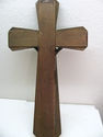 Huge old Antique Religious Wood Cross Crucifix Bro