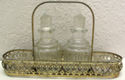 Lovely Antique Vintage Cut Glass Complete Condimen