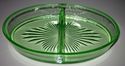 Vintage Green Vaseline Uranium Art Glass Divided H