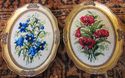 Set 2 Vintage Needlepoint Art Flower Picture Flore