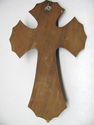 Antique  Holy Water Font Crucifix Wood Wall Vintag