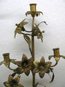 L Antique Gold Flowers Candle Holder Stand Old Ita