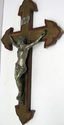 Stunning Old Antique Religious Wood Cross Silver C