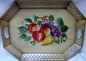 Huge Handpainted Serving Tray Vintage Toleware Flo