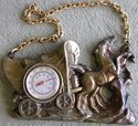 Vintage Thermometer Bronzed metal Horse & Carriage