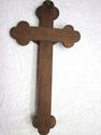 Antique Ornate Religious Crucifix Wood Cross Coppe