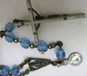 Antique Rosary w Holy Relic Old Blue Glass Beats P