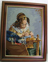 WoW Vintage Framed Hand Cross Stitched Needlepoint