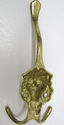 Antique Lion Head Brass Hat Coat Hanger Hook  Vict