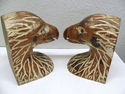 Pair Vintage Hand Carved Eagle Figurine Bookends S