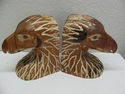 Pair Vintage Hand Carved Eagle Figurine Bookends S