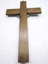 Antique Religious Crucifix Wood Cross w silver Jes