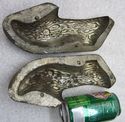 Pair Antique Tin Metal Mold Dutch Vintage Shoe Sha