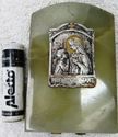 Antique Religious Marble Onyx Infant Plaque Silver