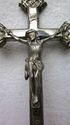 Old French Antique Crucifix Altar Silver Metal Cro