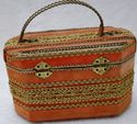 Vintage 1950s Womens Embellished Wood Box Purse wi