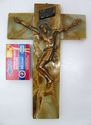 Gorgeous Antique Marble Art Crucifix Cross w Bronz