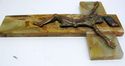 Gorgeous Antique Marble Art Crucifix Cross w Bronz