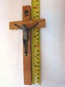 Antique Religious Crucifix Wood Cross Pewter Jesus