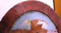 Antique Reverse Painting Convex Bubble Glass Wood 