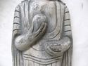 L Vintage Praying Meditating Buddha Wood Carving S