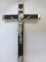 Vintage Religious Crucifix Chrome Ebony Wood Cross