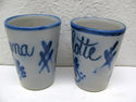 Vintage lot of 2 Antique Grey & Blue Decorated Old