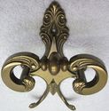 Large Ornate Antique Brass Hat Coat Hanger Ornate 