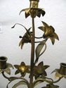 L Antique Gold Flowers Candle Holder Stand Old Ita