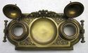 Fine Ornate Victorian Era Antique Solid Brass Inkw