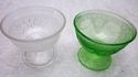 Set Vintage Clear & Green Vaseline Depression Glas