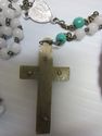 Antique Old Devotional Rosary w Storage Bag Glass 